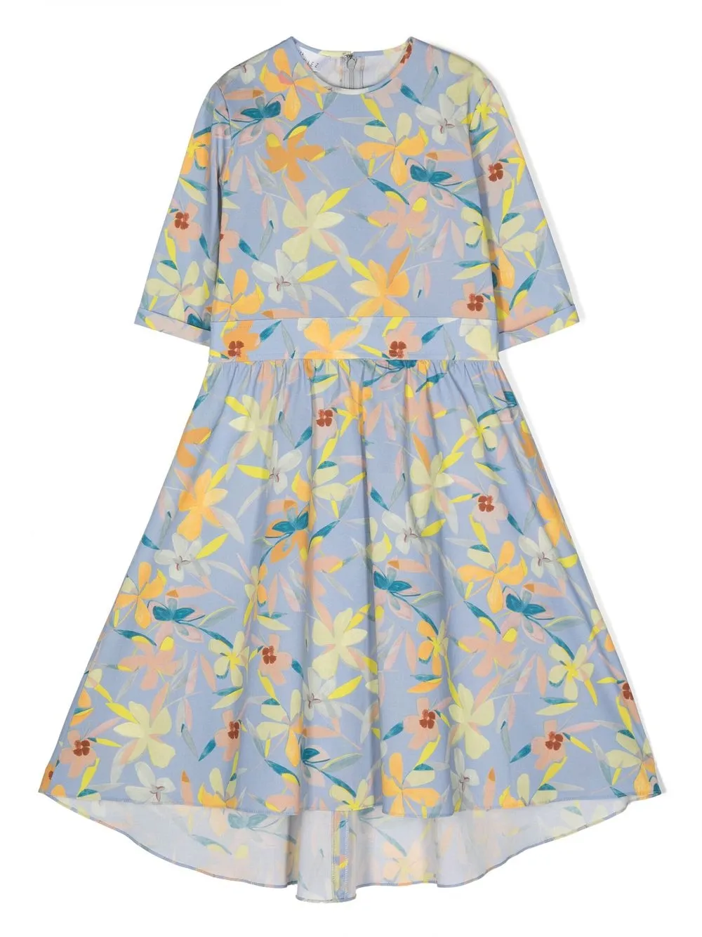 

Señorita Lemoniez floral-print half-sleeve dress - Blue