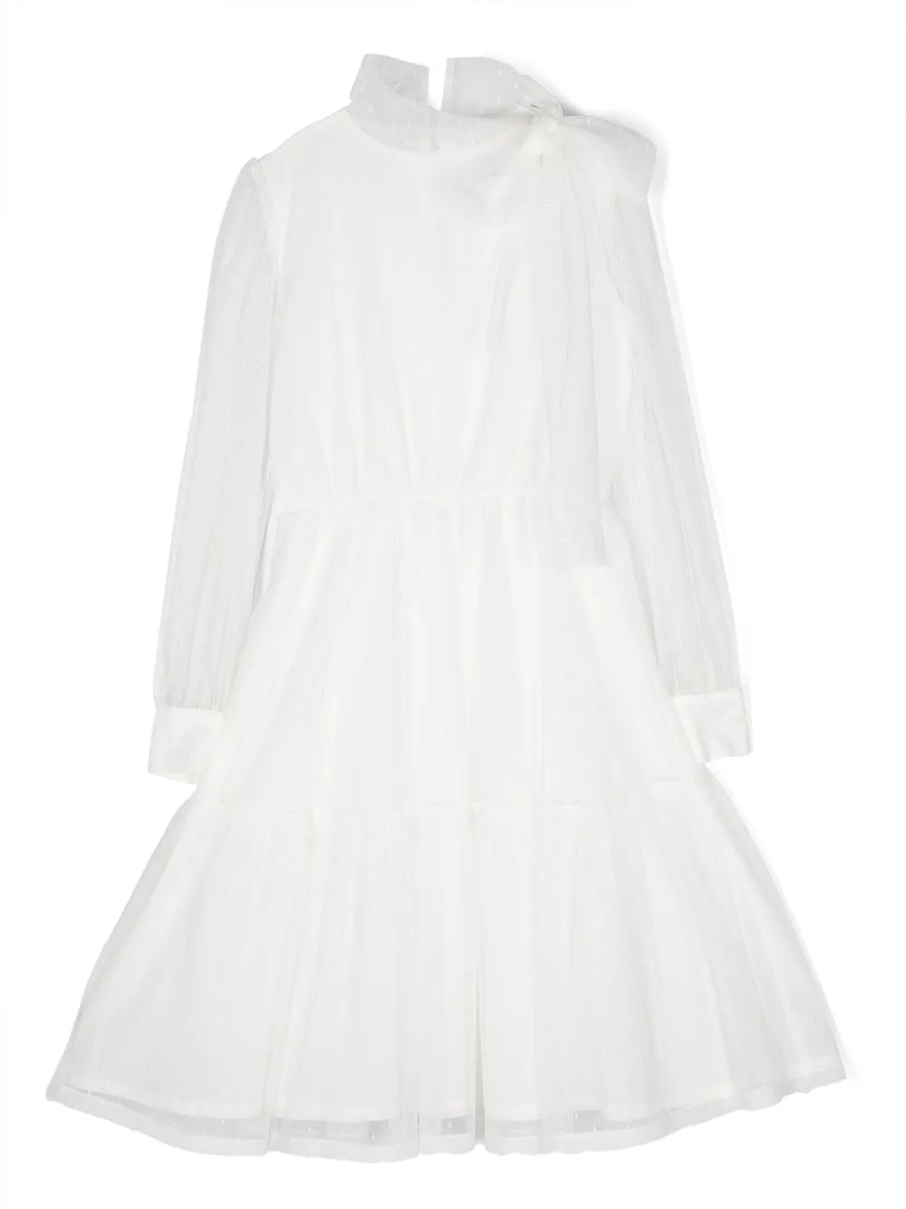 

Señorita Lemoniez bow collar flared dress - White