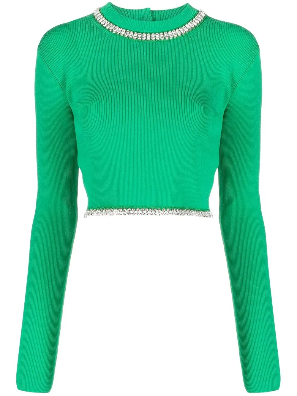 Shop Rabanne Crystal-embellished Knitted Top In Green