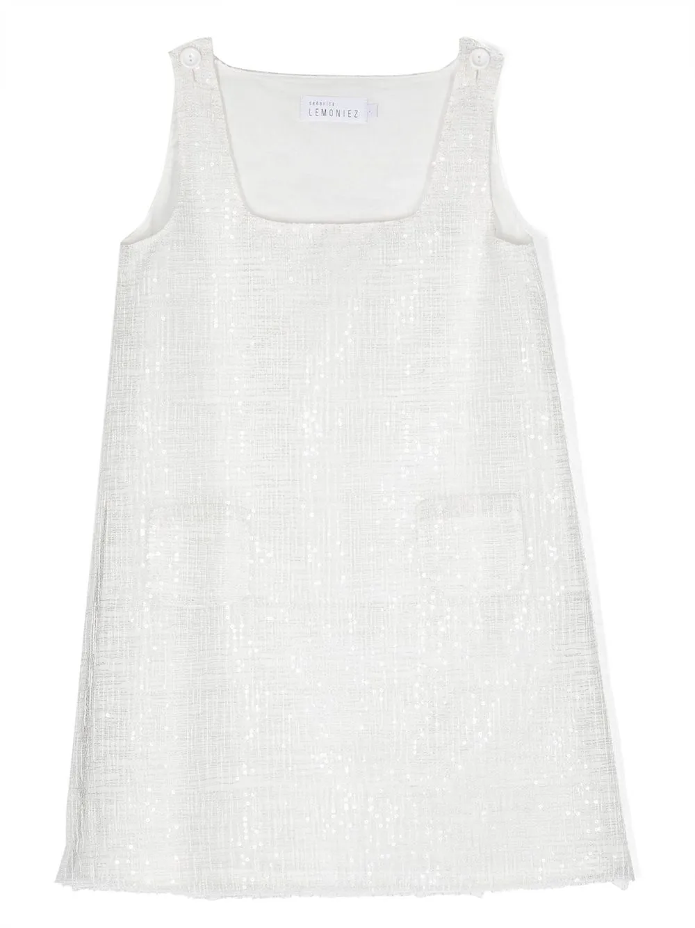 

Señorita Lemoniez sequin square neck shift dress - White