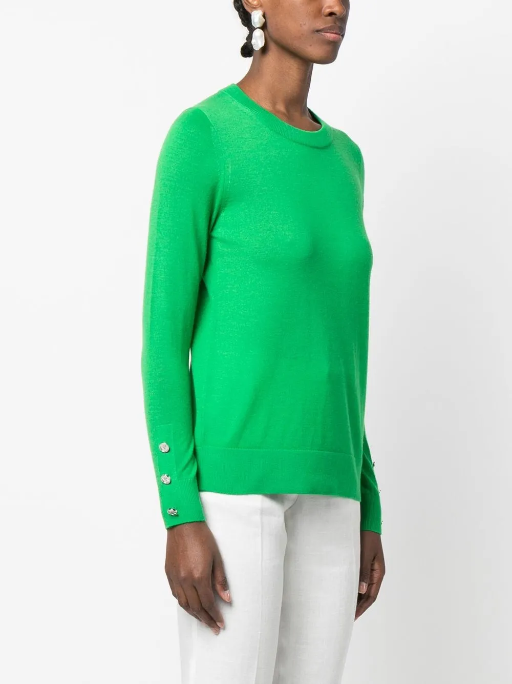 Shop Michael Michael Kors Button-fastening Cuff Knit Jumper In Grün