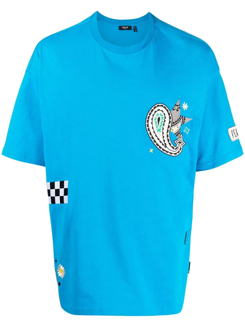 Five Cm Embroidered Cotton T-shirt In Blue