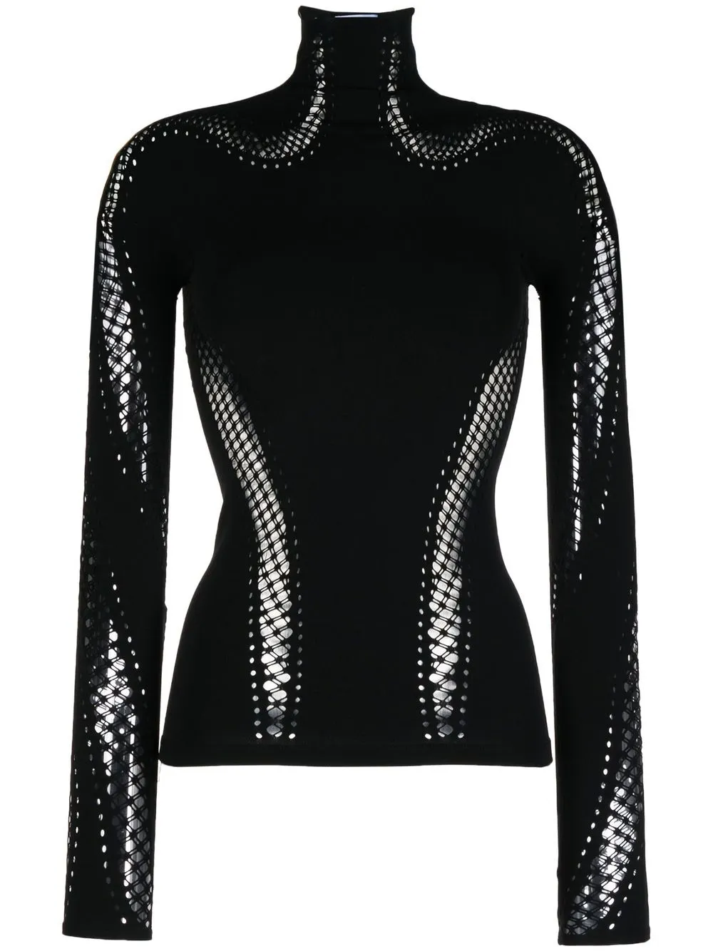 

Mugler Seamless mesh-detail high-neck top - Black