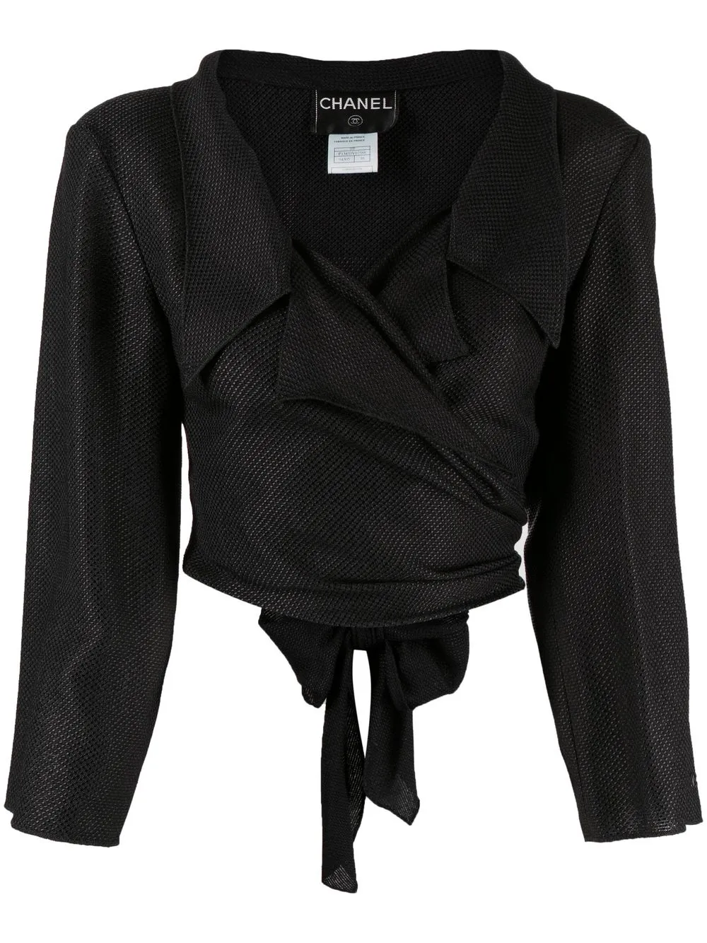 

CHANEL Pre-Owned 1999 wrap-design cropped blouse - Black