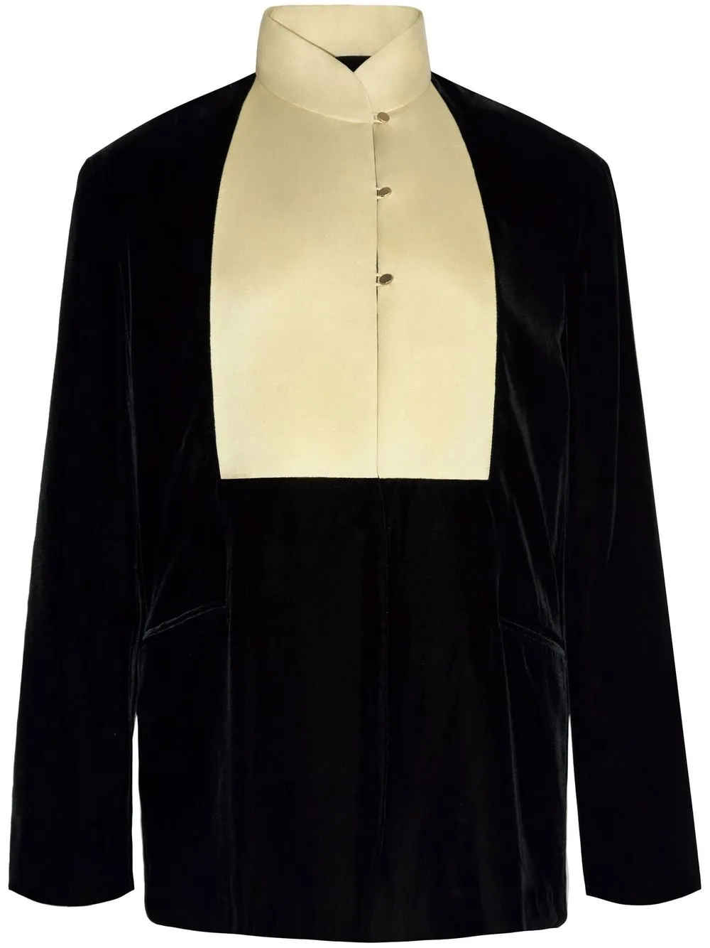 

Shanghai Tang panelled velvet-finish blazer - Black