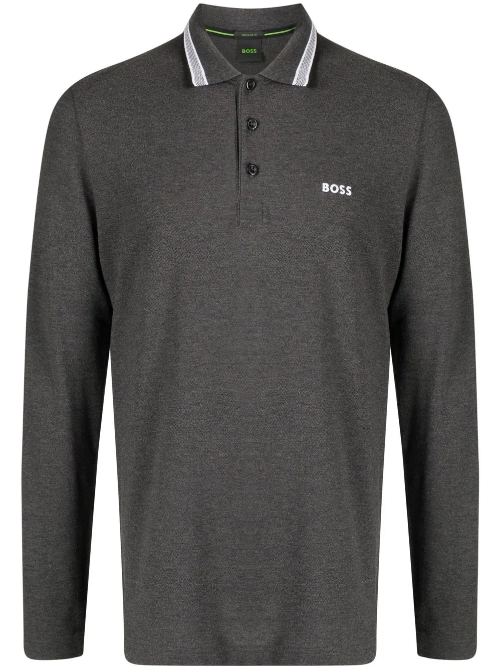 

BOSS long-sleeve cotton polo shirt - Grey