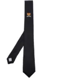 Moschino logo-print silk tie - Black