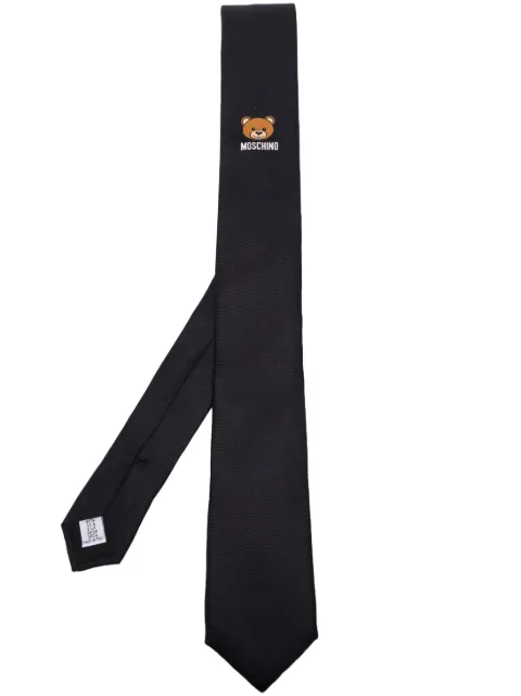 Moschino logo-print silk tie