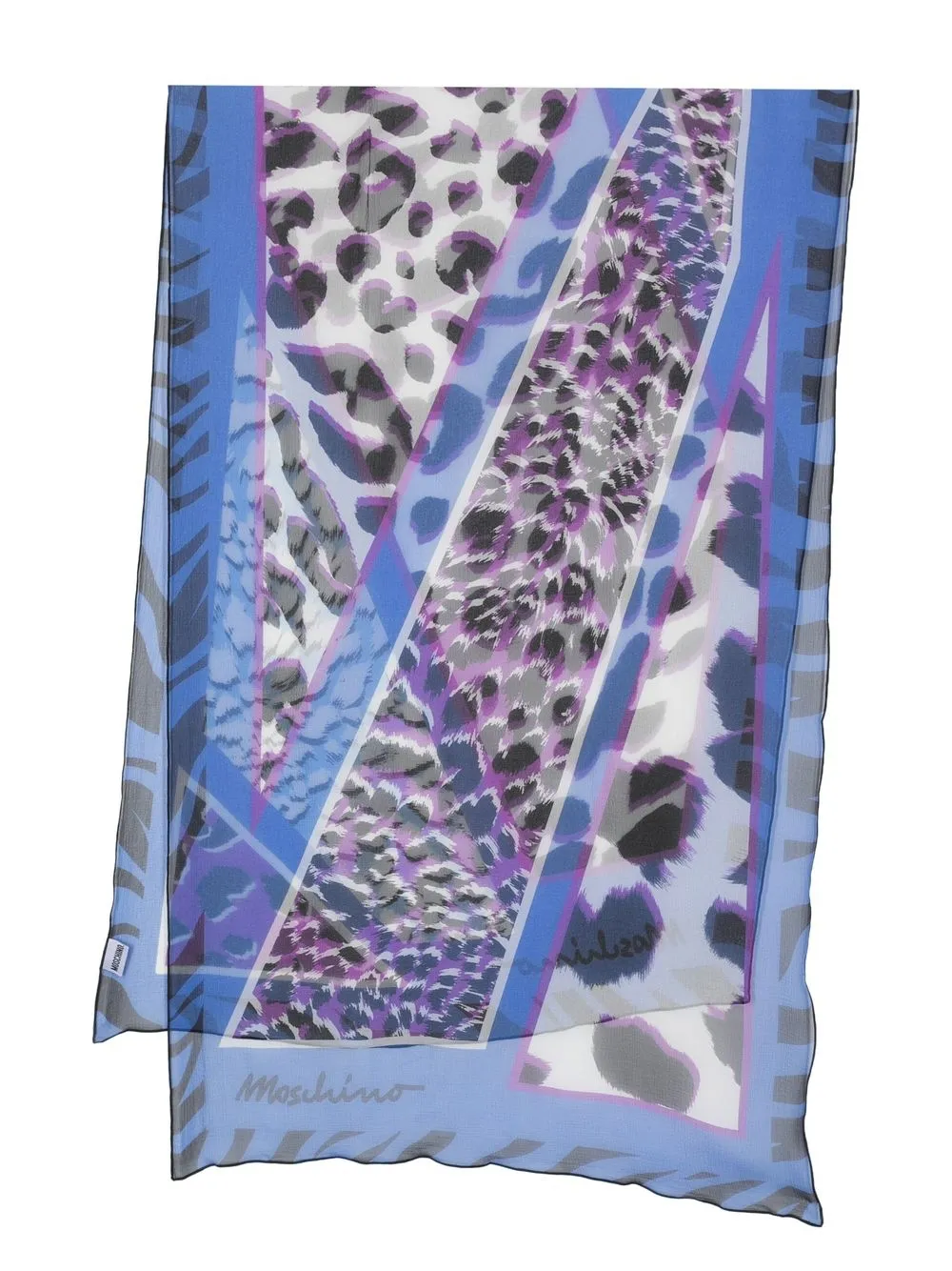 

Moschino silk leopard-print scarf - Blue