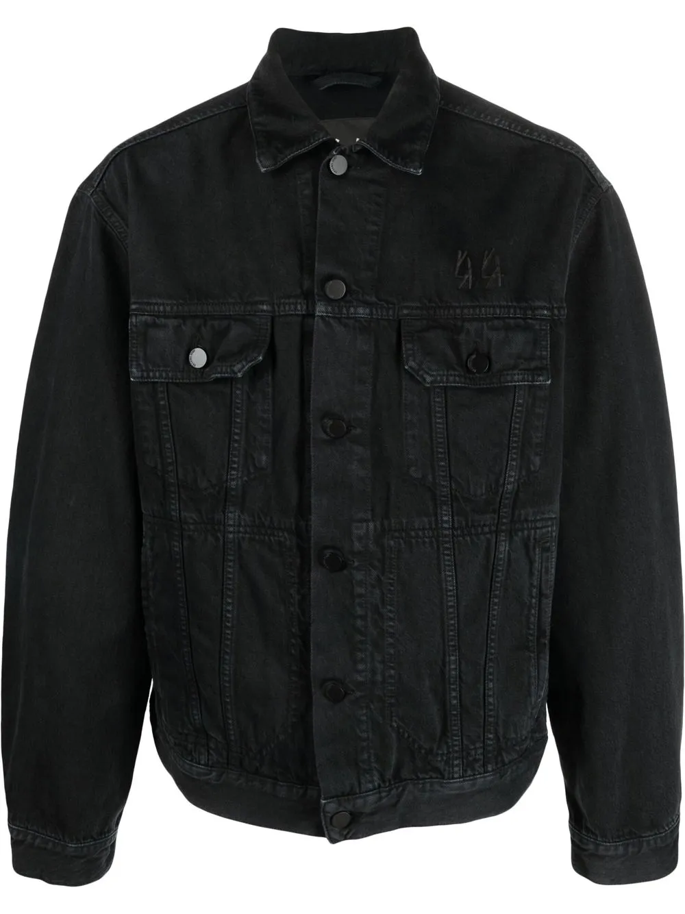 

44 LABEL GROUP chamarra de mezclilla con parche del logo - Negro