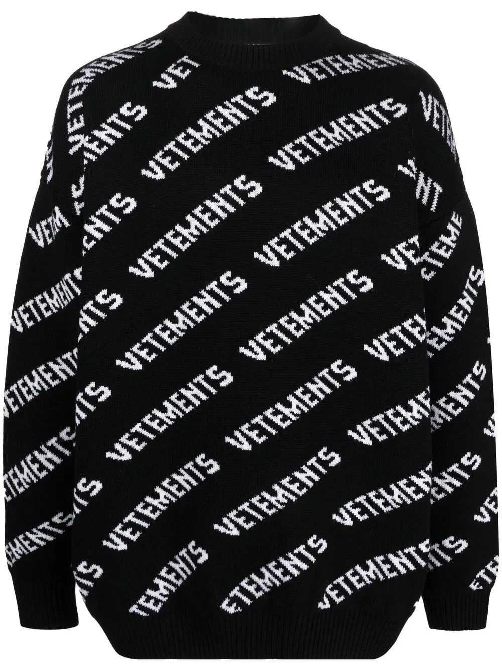 Shop Vetements Logo-print Long-sleeve Jumper In Black