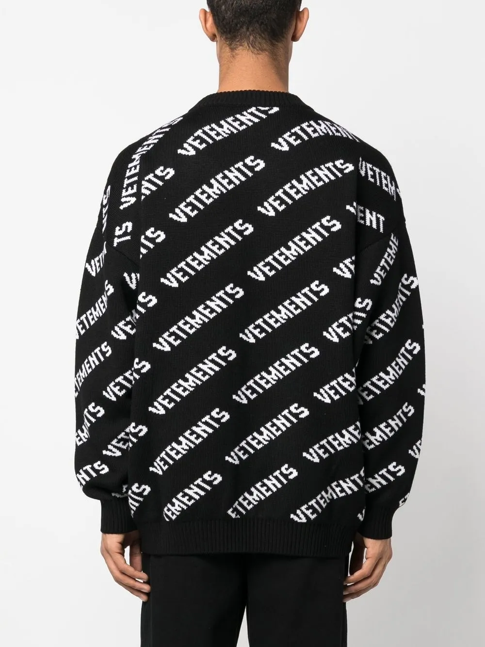 Shop Vetements Logo-print Long-sleeve Jumper In Black