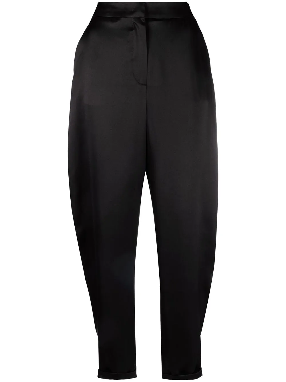

Emporio Armani pantalones de satén con corte ovalado - Negro
