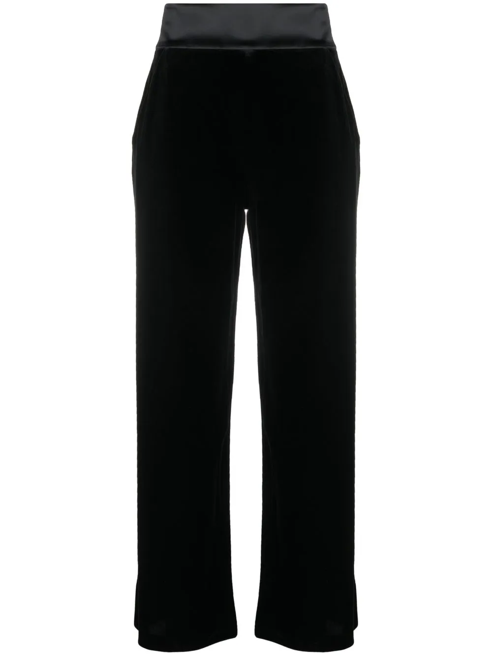 

Emporio Armani velvet-effect contrast waistband trousers - Black