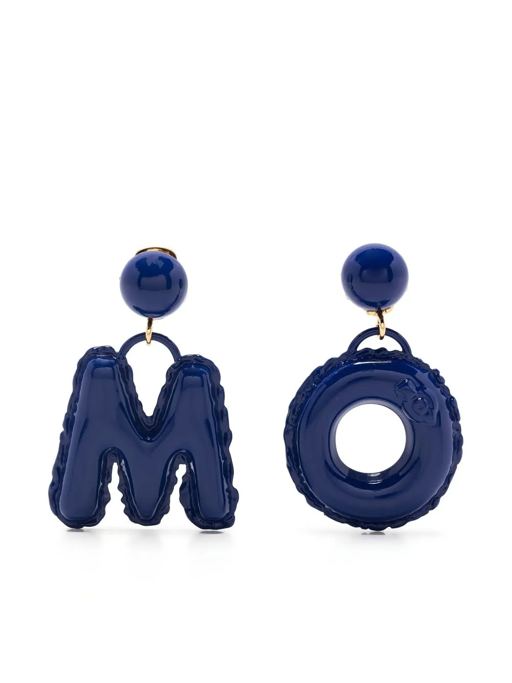 

Moschino padded-effect logo letter earrings - Blue