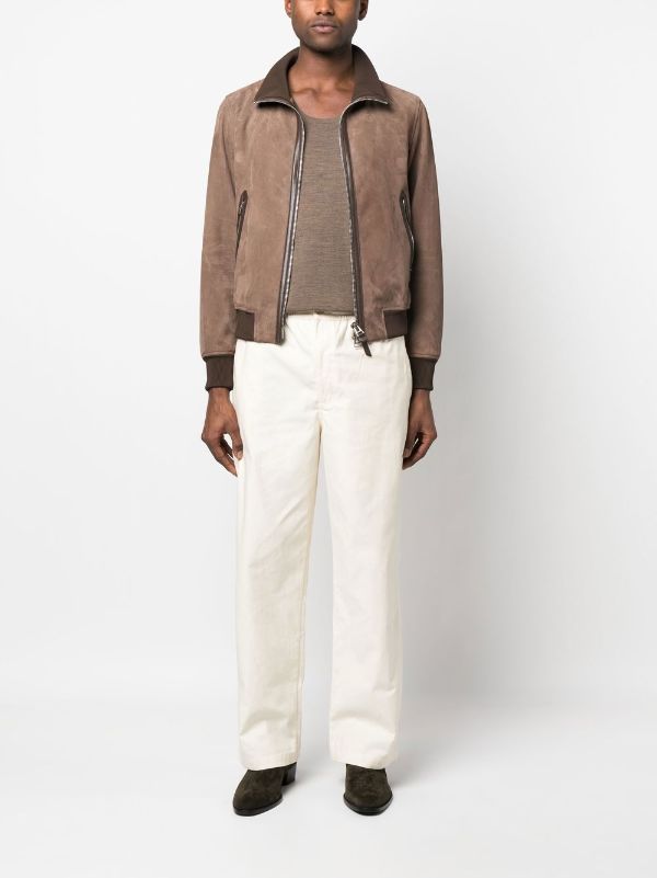 TOM FORD zip-up Suede Bomber Jacket - Farfetch