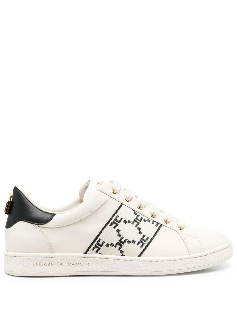 

Elisabetta Franchi jacquard-trim leather sneakers - Neutrals