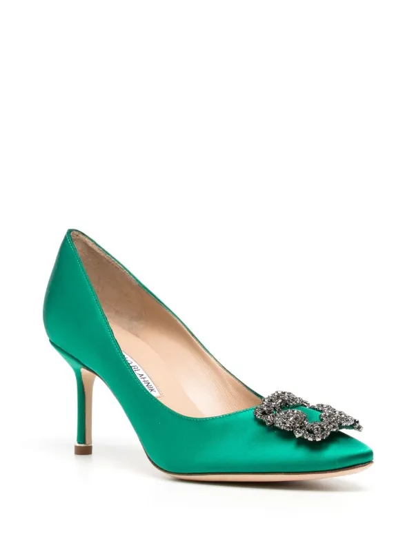 Manolo Blahnik Hangisi Embellished Pumps | Green | FARFETCH