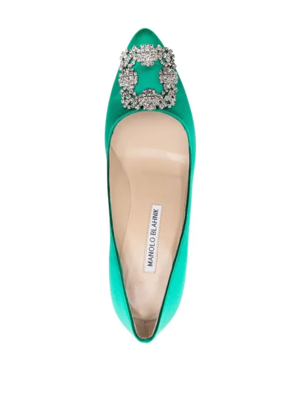 Manolo Blahnik Hangisi Embellished Pumps | Green | FARFETCH