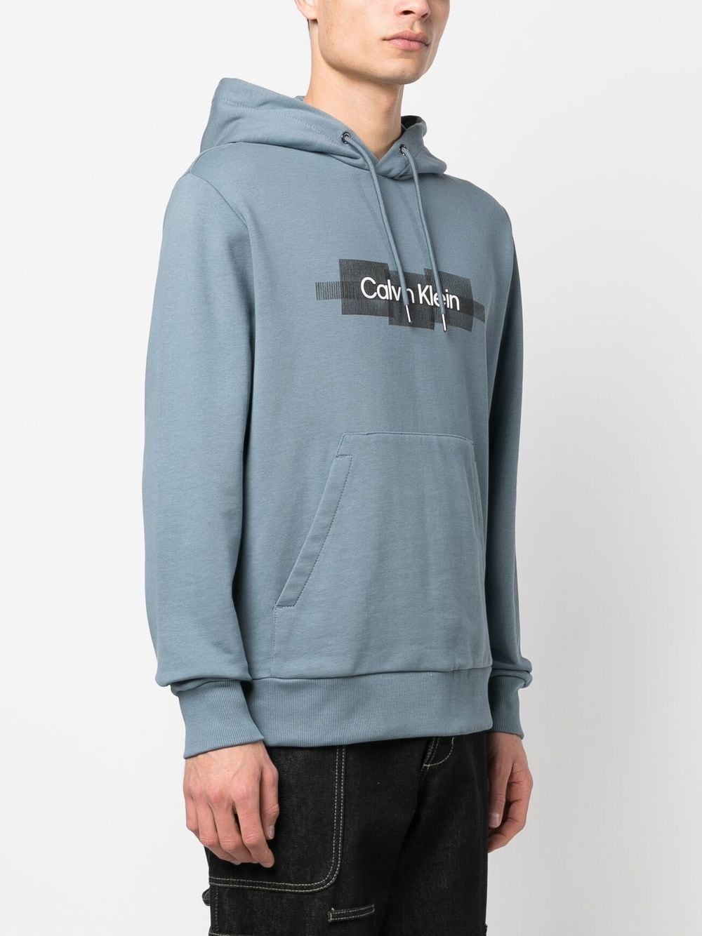 Shop Calvin Klein Logo-print Hoodie In Blue