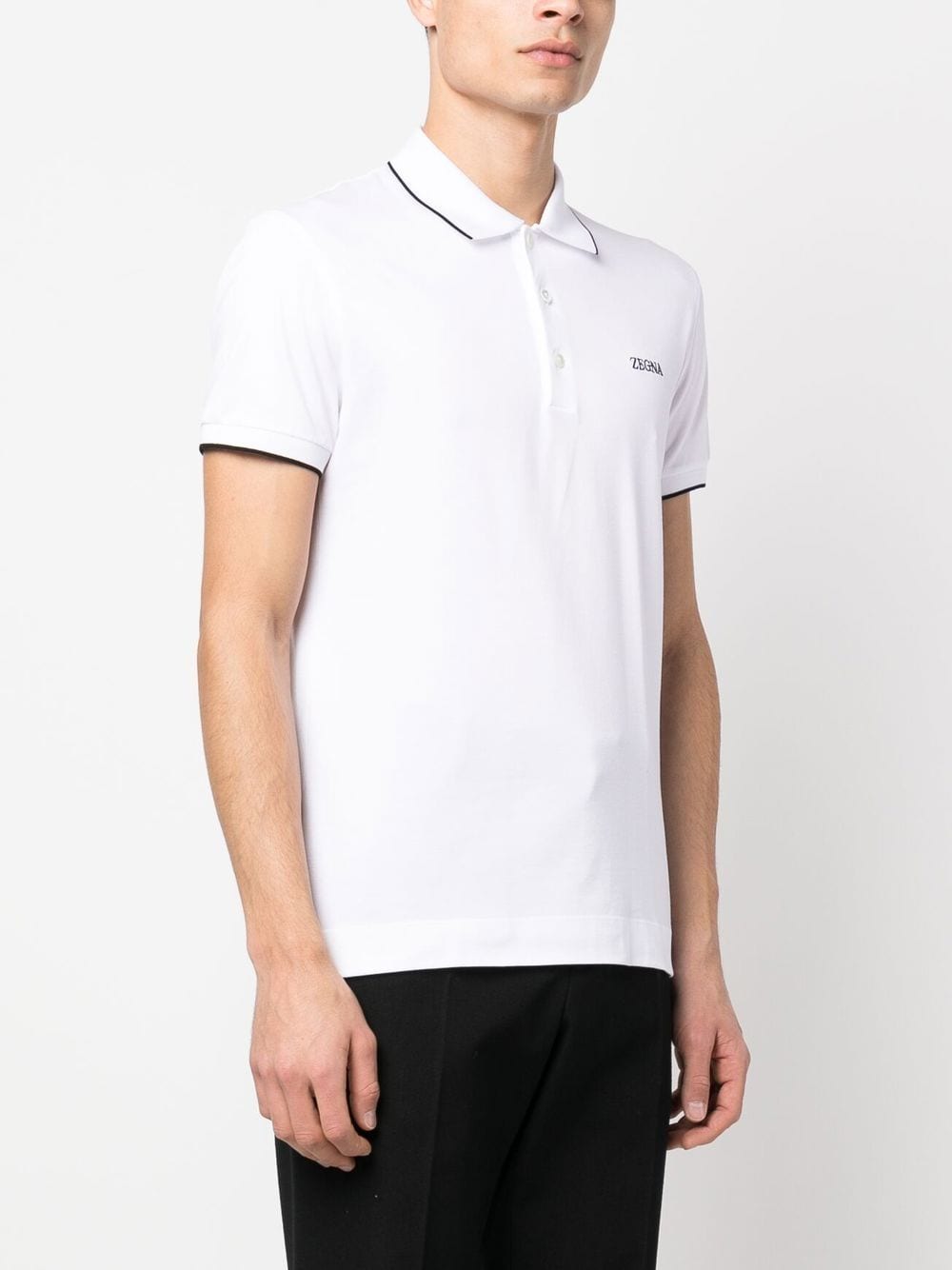 Shop Zegna Embroidered-logo Polo Shirt In White