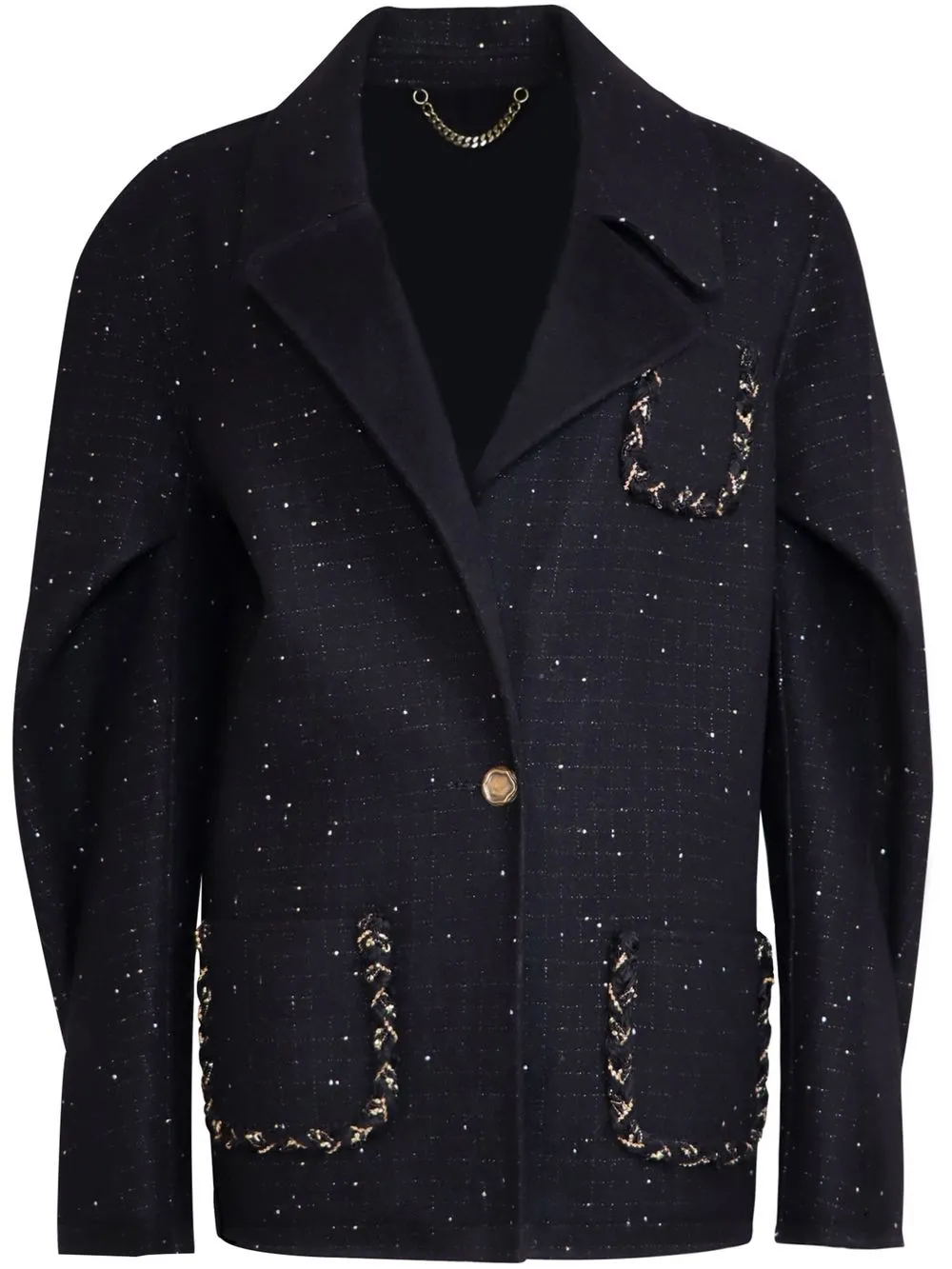 

Shanghai Tang reversible tweed-detail blazer - Black