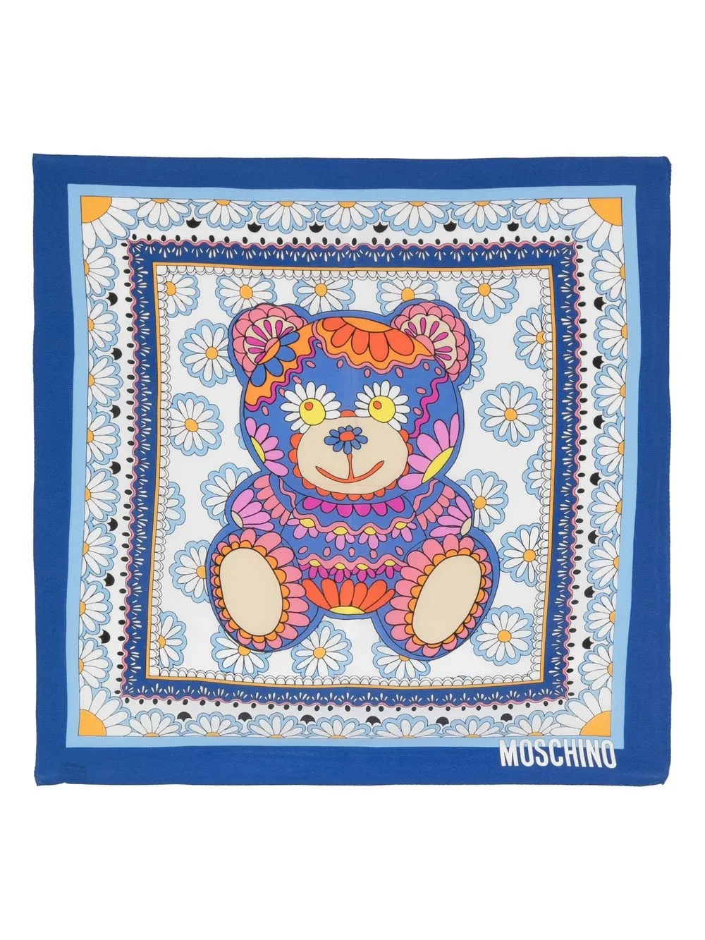 

Moschino mascada de seda con estampado Teddy Bear - Azul