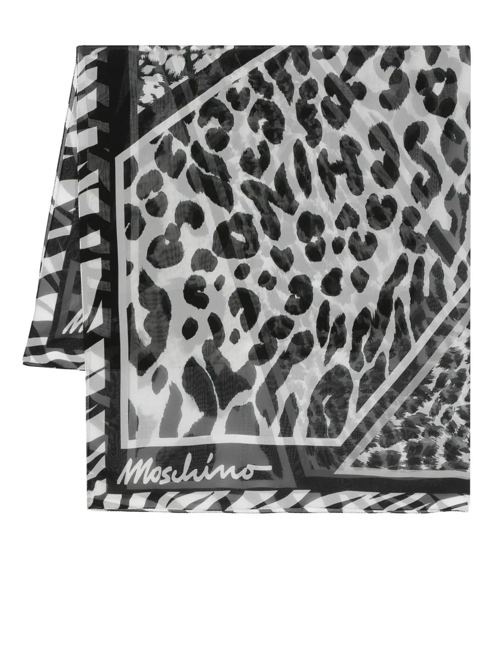 

Moschino animal-print silk scarf - Blue