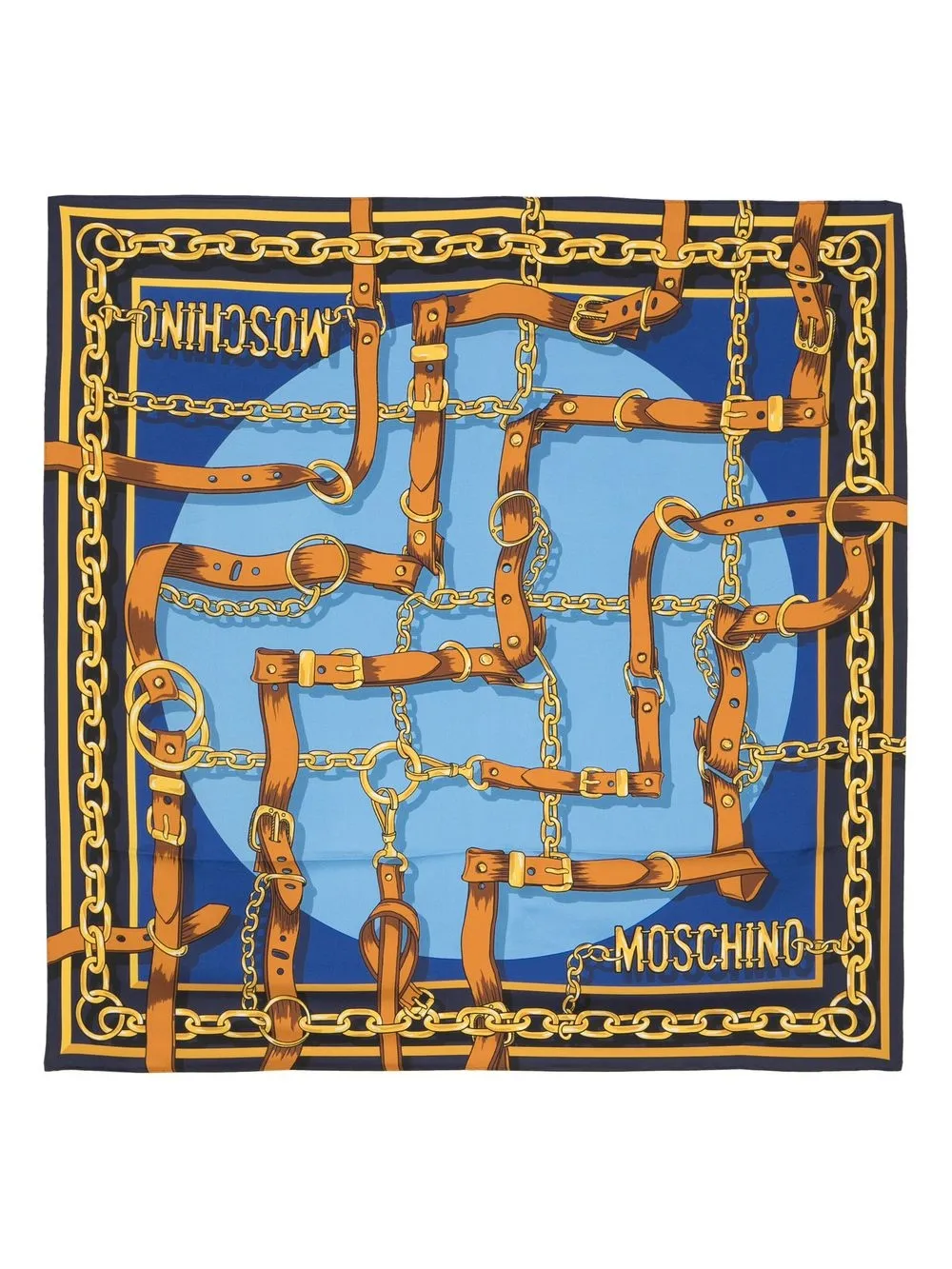 

Moschino silk graphic-print scarf - Blue