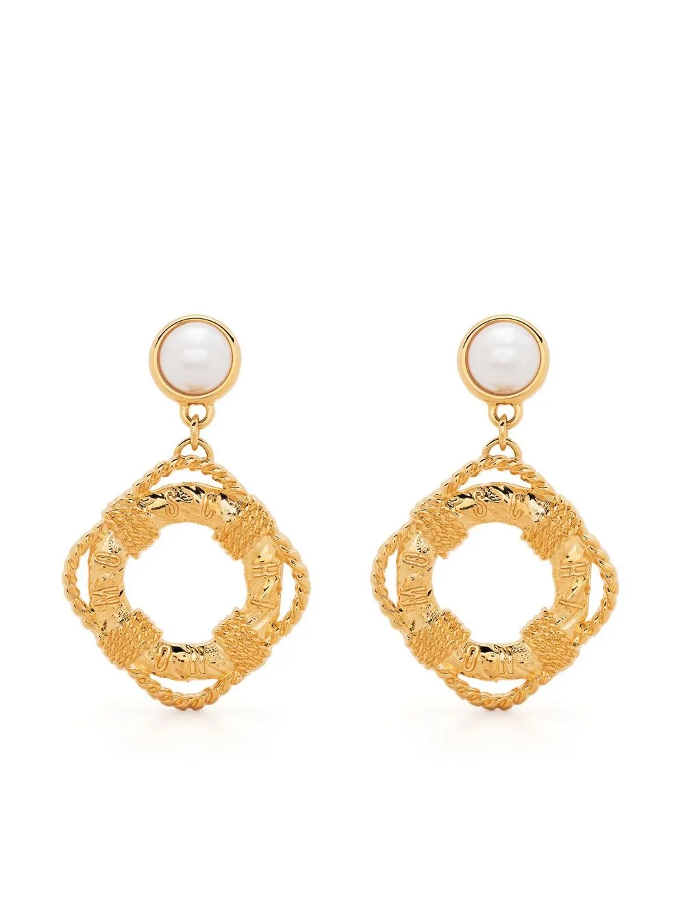 

Moschino lifebouy pearl-detail earrings - Gold