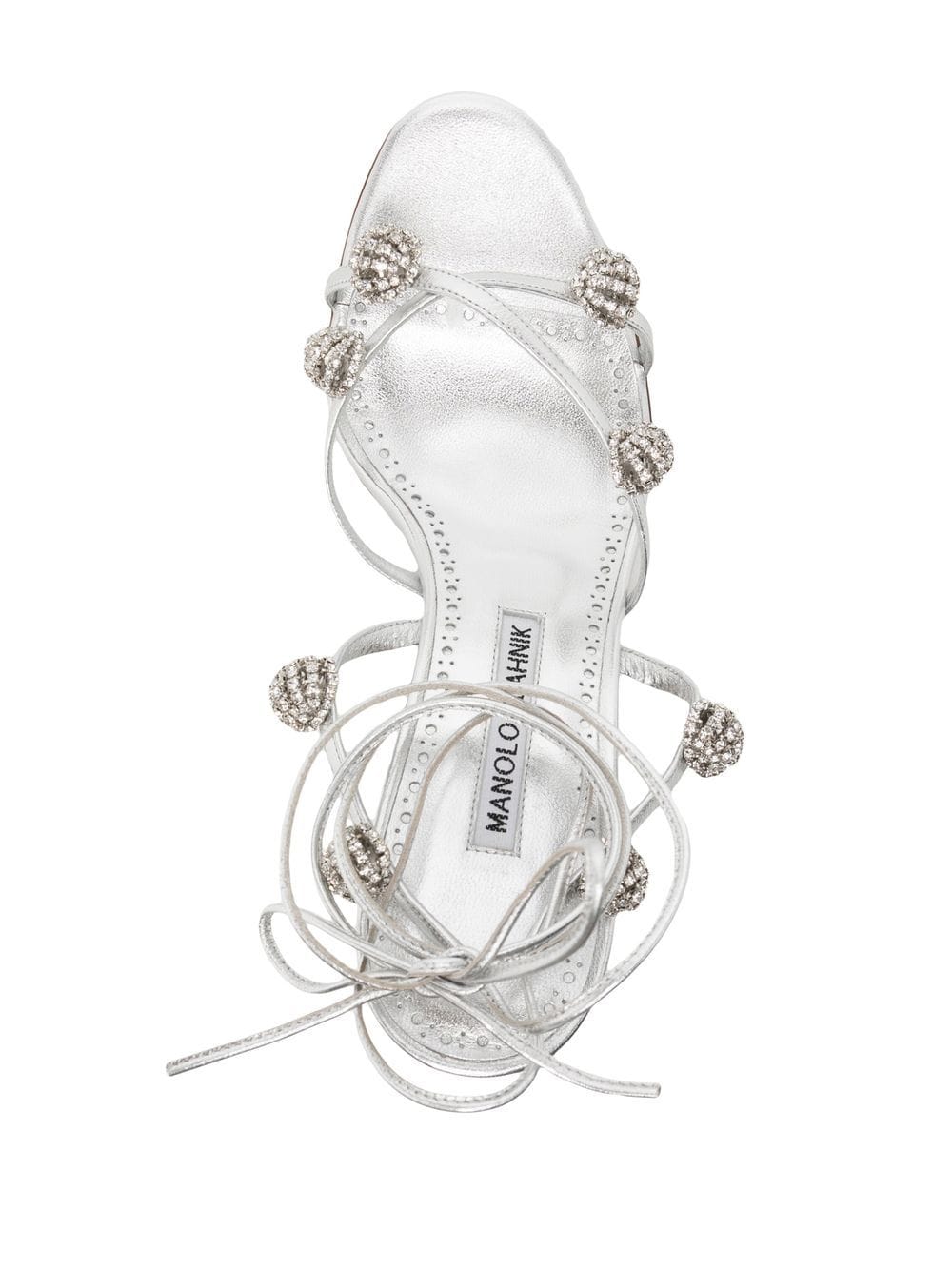 Shop Manolo Blahnik Crystal-detail 90mm Sandals In Silver