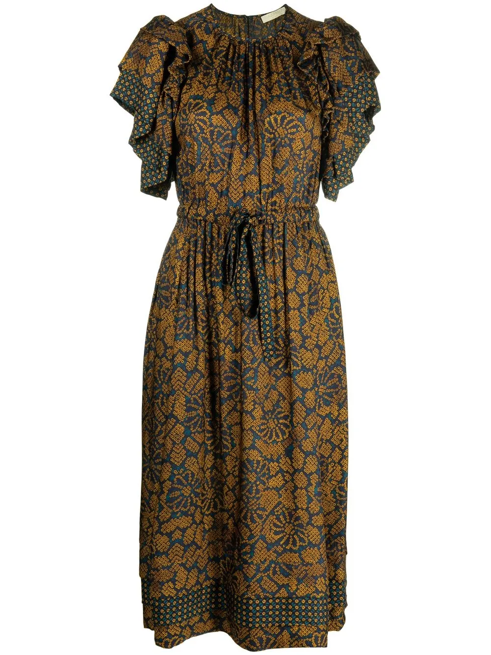 

Ulla Johnson vestido manga corta con estampado floral - Azul