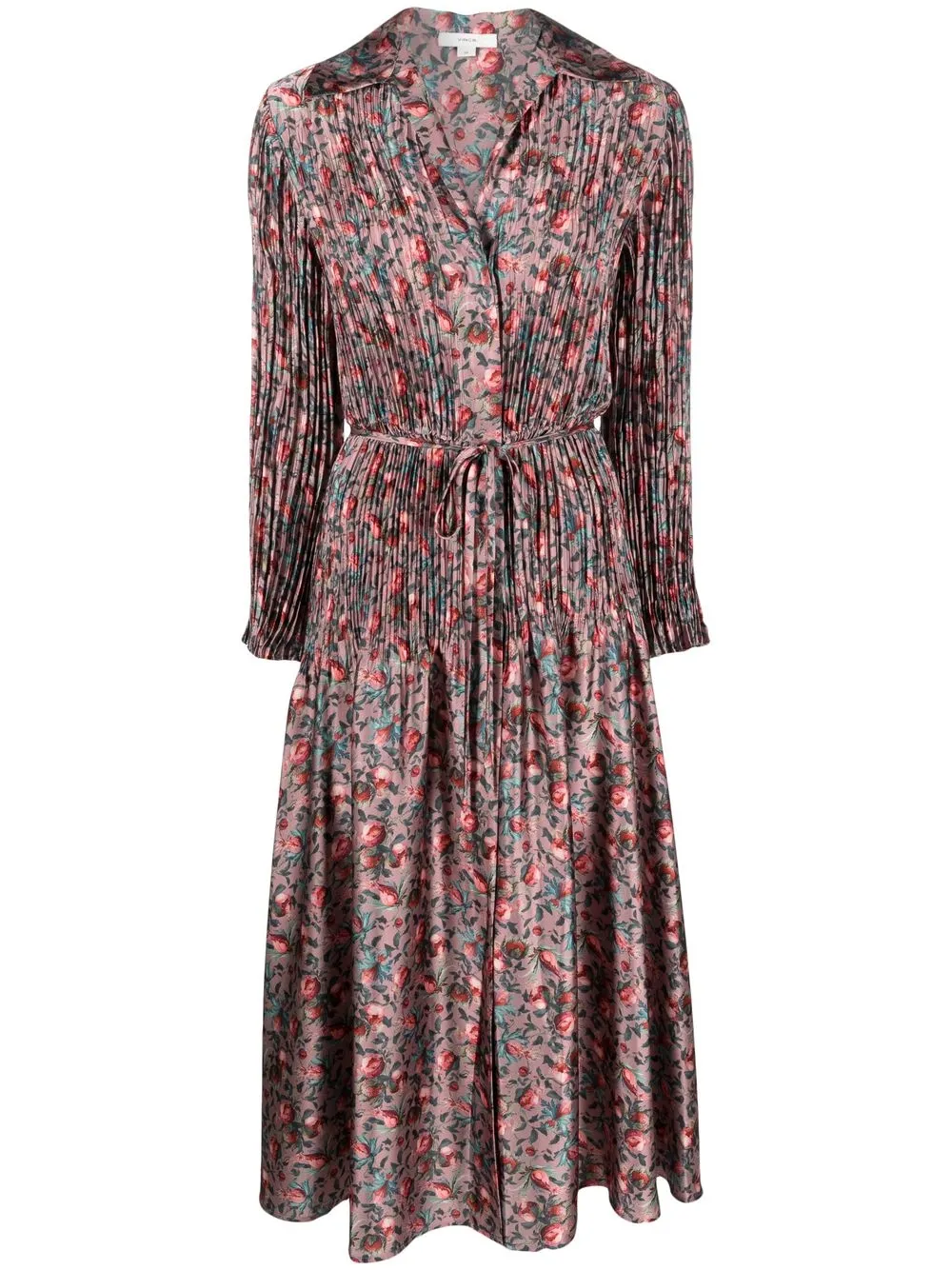 

Vince floral-printed pleated maxi dress - Pink