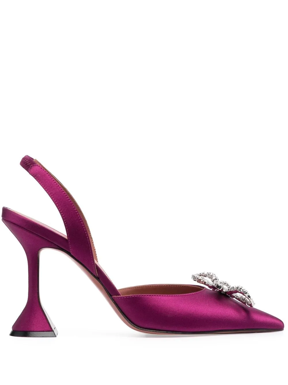 Amina Muaddi Slingback-pumps Rosie Aus Satin In Pink | ModeSens