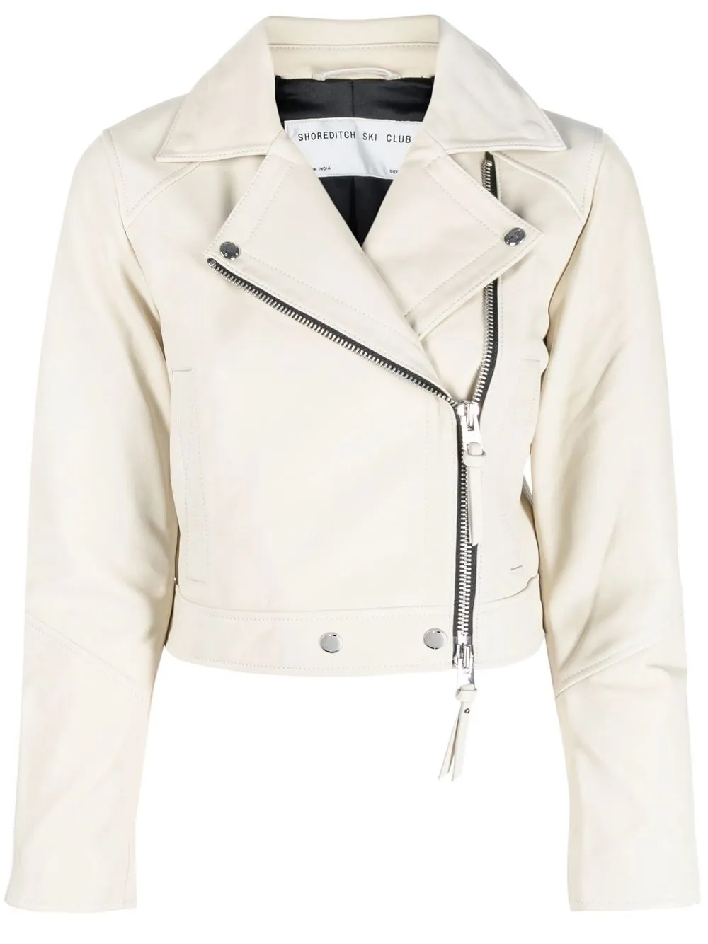 

Shoreditch Ski Club Vyner cropped biker jacket - White