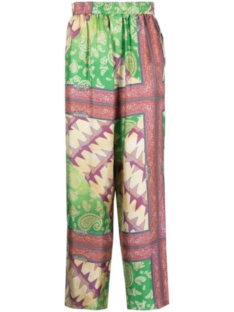 Aries - paisley-print silk trousers