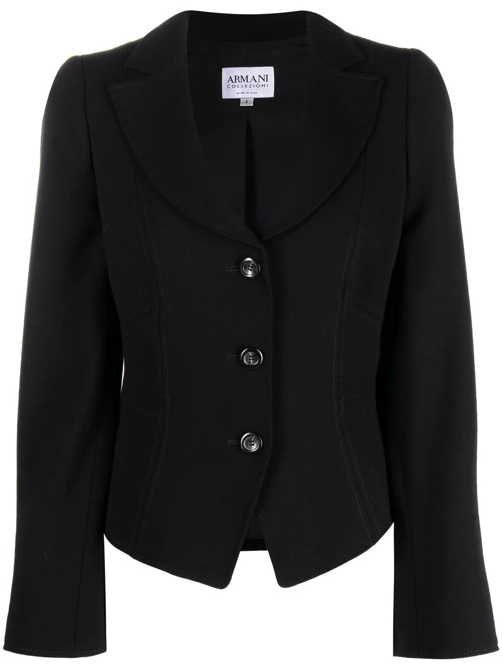 

Giorgio Armani Pre-Owned 1990s plunge neck buttoned blazer - Black