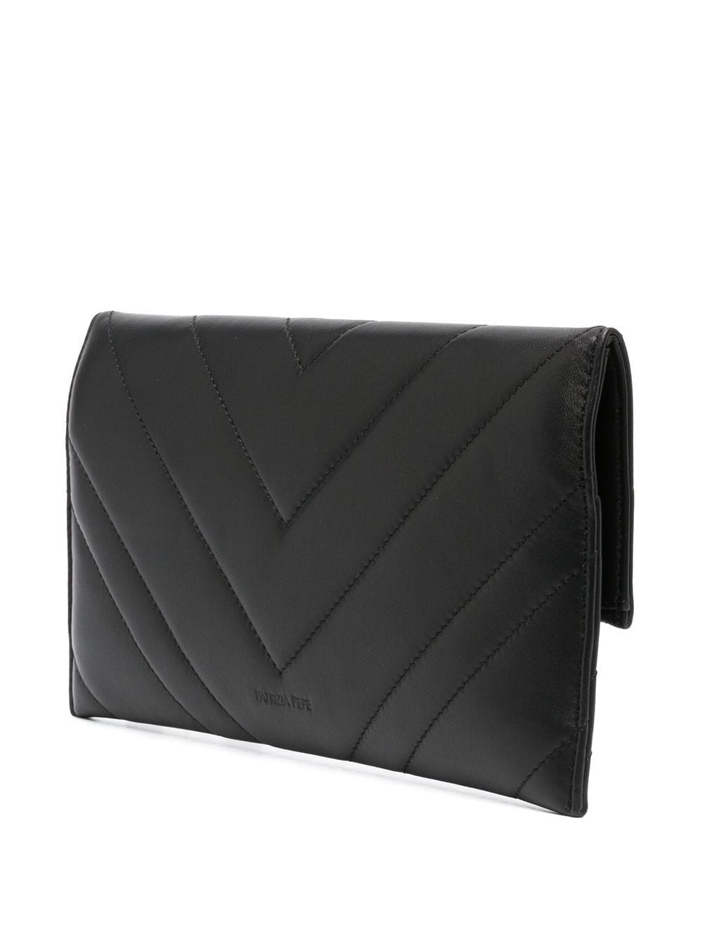Shop Patrizia Pepe Quilted Fly Pochette Clutch In Black
