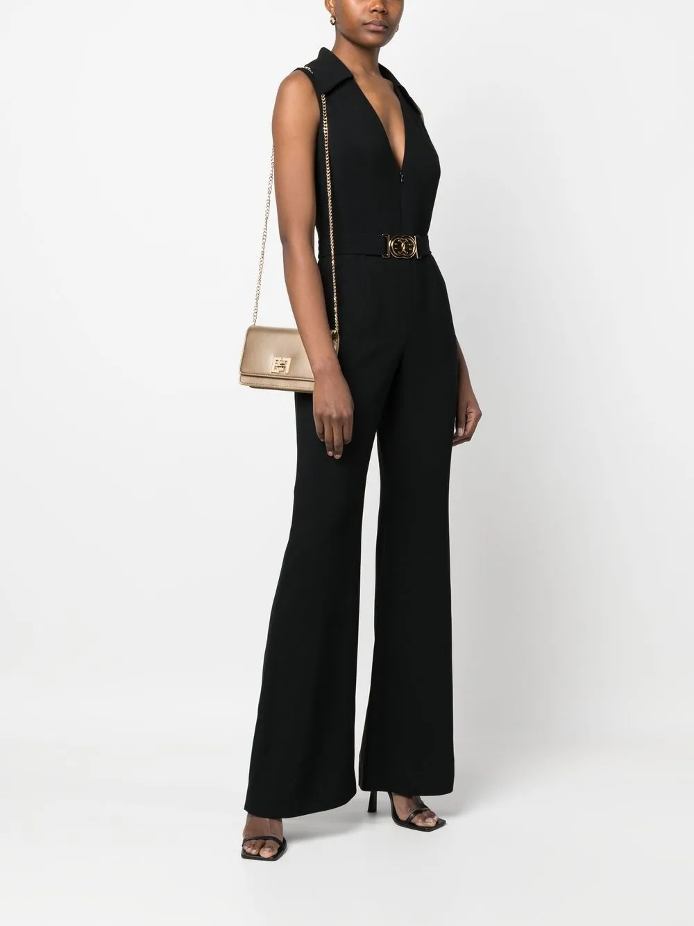 Elisabetta Franchi Schoudertas met logoplakkaat - Goud