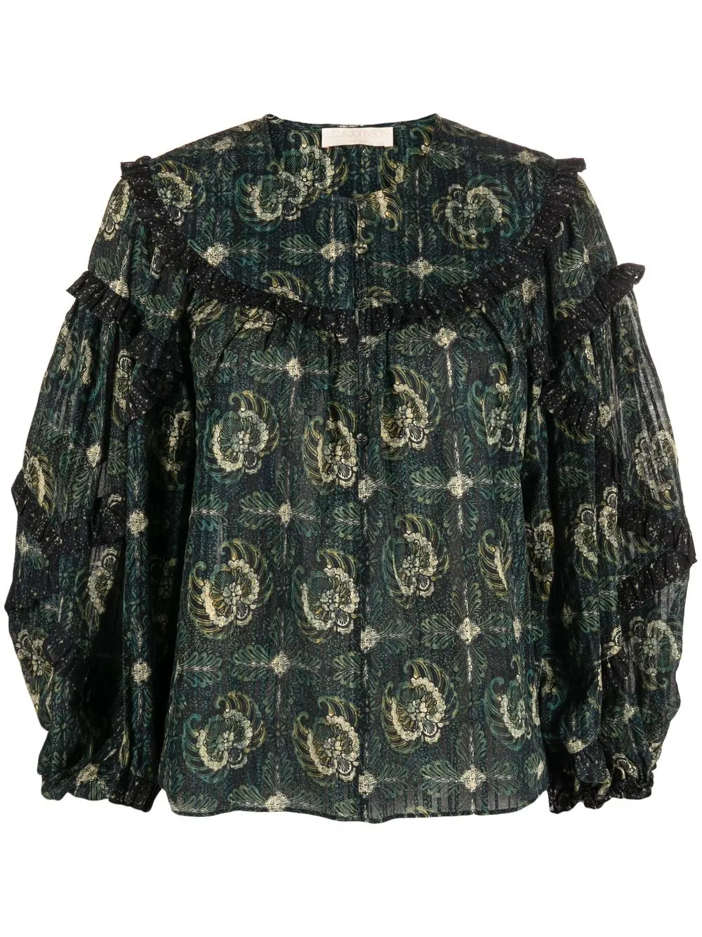 

Ulla Johnson patterned puff-sleeve blouse - Blue