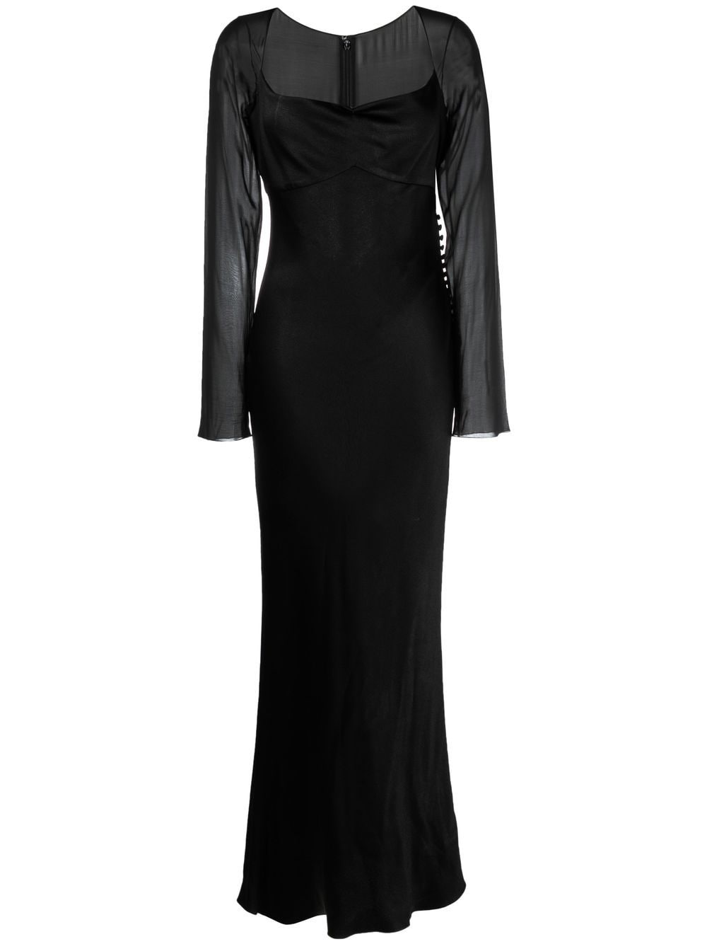 Pre-owned Dior 2000s Sheer Panelling Cowl Neck Silk Dress In Black ...