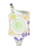 Versace Kids one-shoulder swimsuit - White