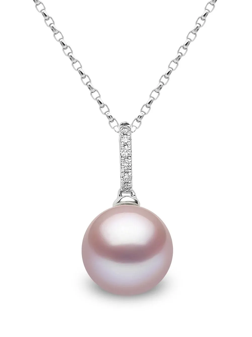 Yoko London 18kt white gold diamond and pink pearl pendant