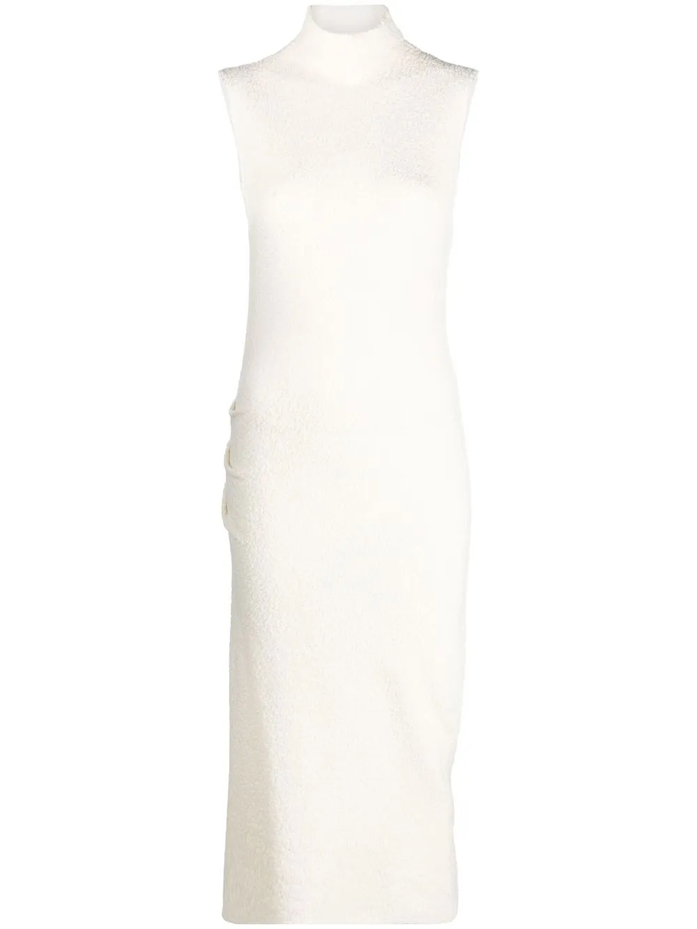 helmut lang roll-neck knitted midi dress - white