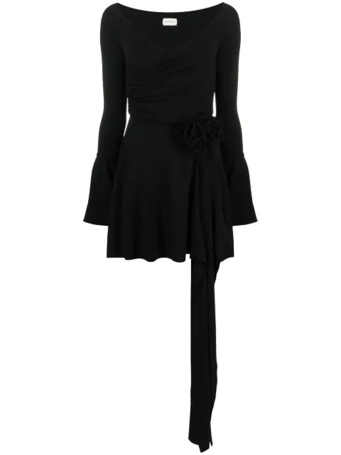 Magda Butrym rose-appliqué fluted dress