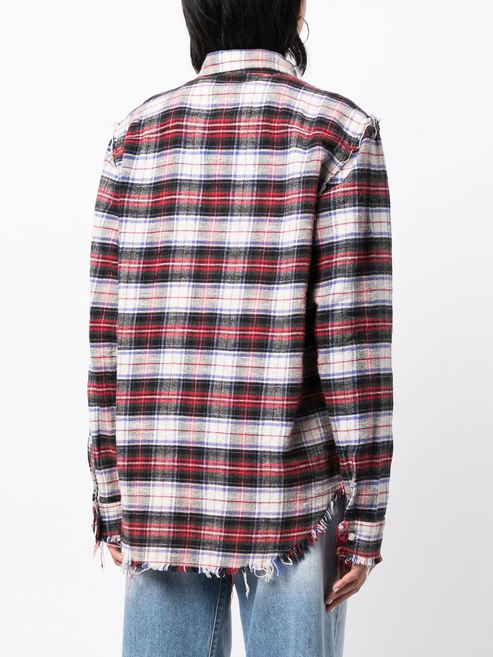 Shop R13 Frayed Check-print Shirt In Red