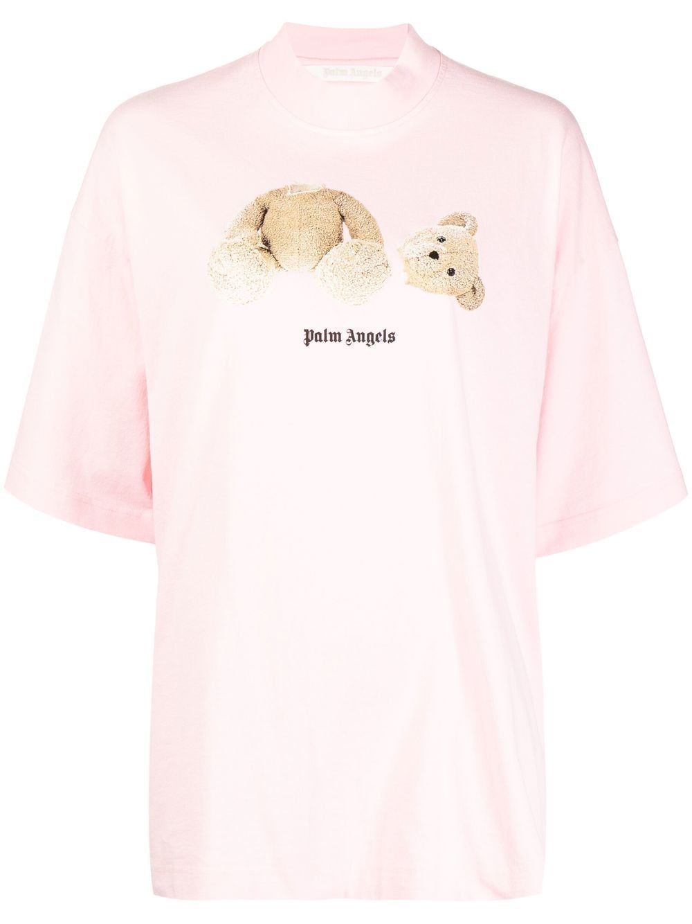 Palm Angels Pink Teddy Bear Print T-shirt In Neutrals