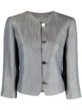 Giorgio Armani Pre-Owned 2000s collarless checkered jacket - Blue