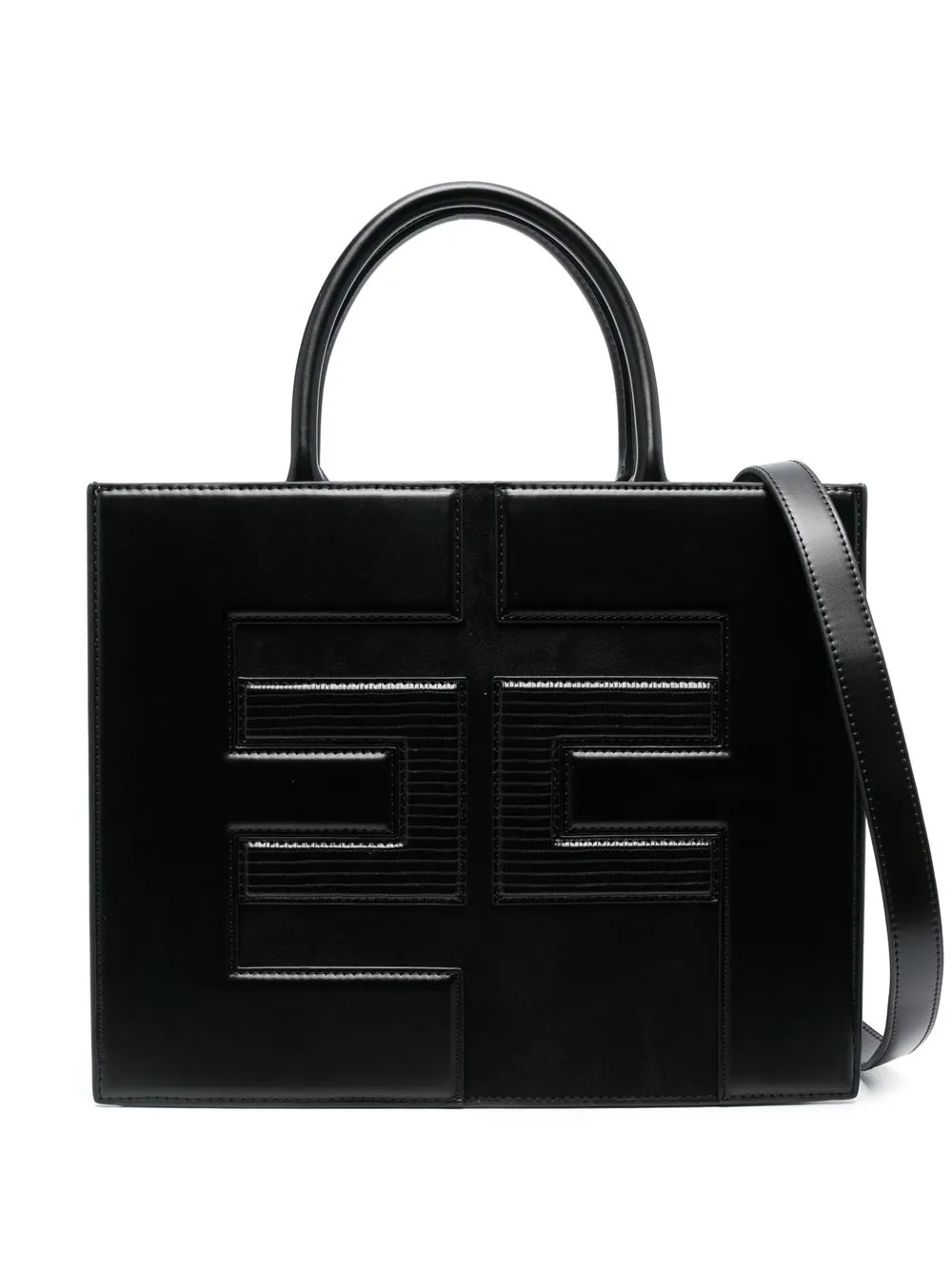 

Elisabetta Franchi tote con logo en relieve - Negro