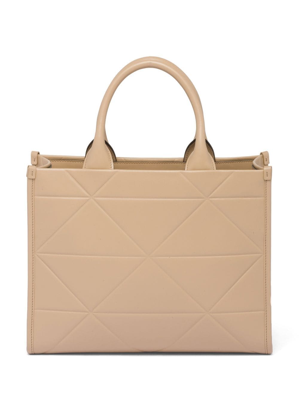 Shop Prada Small Symbole Leather Tote Bag In Neutrals